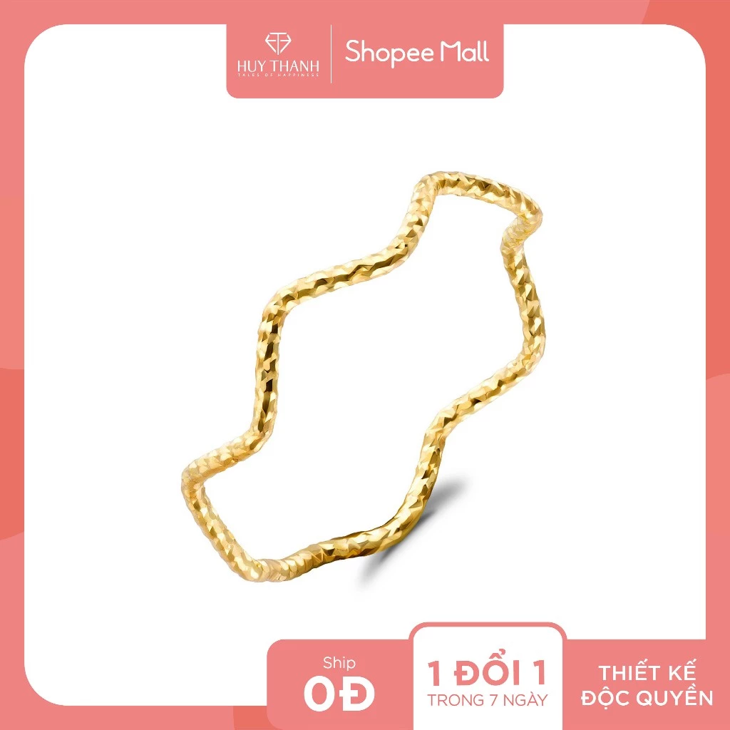 Nhẫn Nữ Vàng Tây 10k Thiết Kế Đường Nét Uốn Lượn Mềm Mại Sáng Lấp Lánh NZ026 Huy Thanh Jewelry