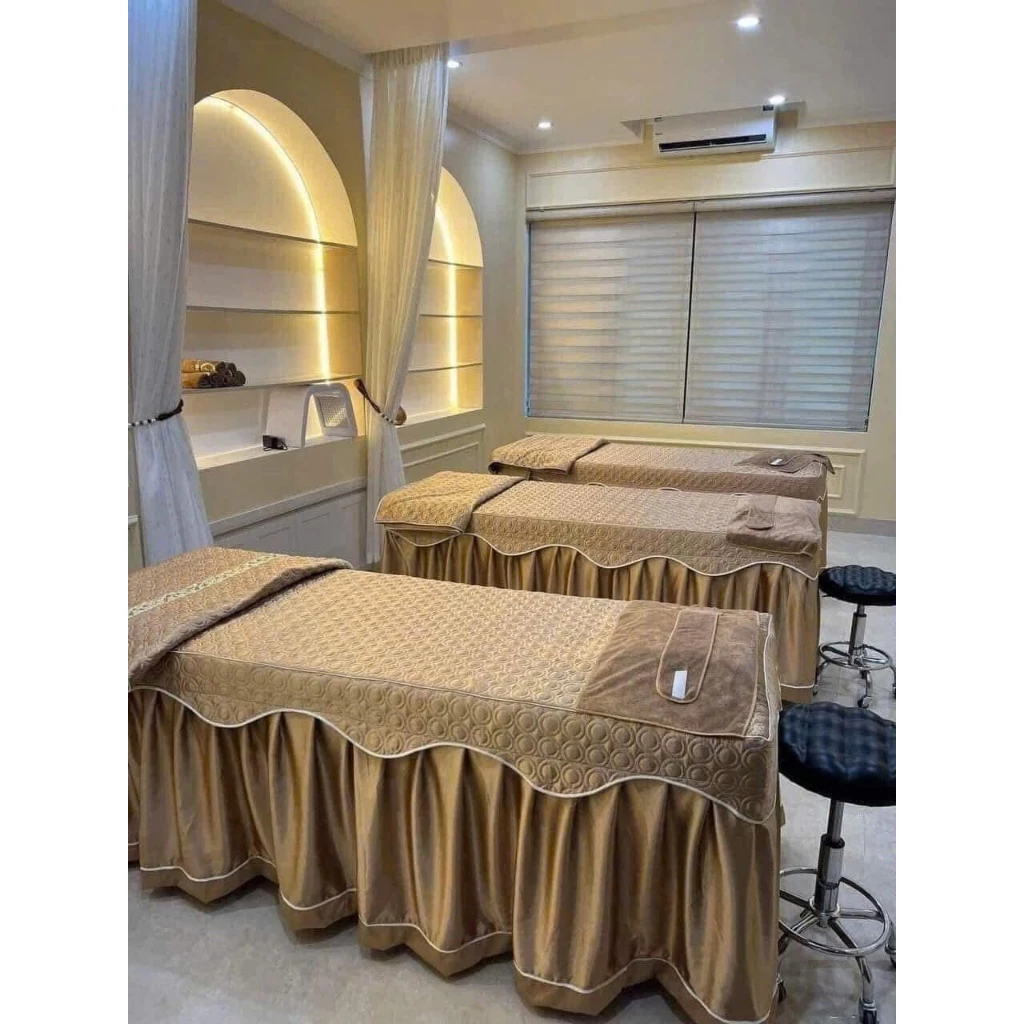 Ga giường spa phi lụa trần bông cao cấp, nhiều màu - ib kích cỡ khi đặt