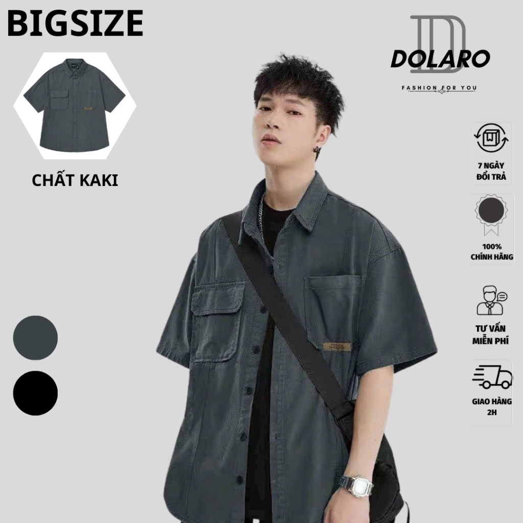 Áo sơ mi dài tay nam kaki dáng rộng DOLARO, Áo khoác denim cao cấp phong cách nhiều màu dễ phối đồ cool ngầu đẹp