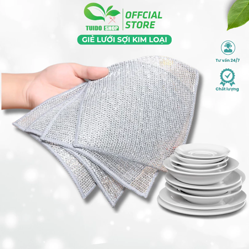[SET 20] Khăn Rửa Bát Sợi Kim Loại Cọ Rửa Xoong Nồi Chảo An Toàn Chống Sước TUIDO SHOP