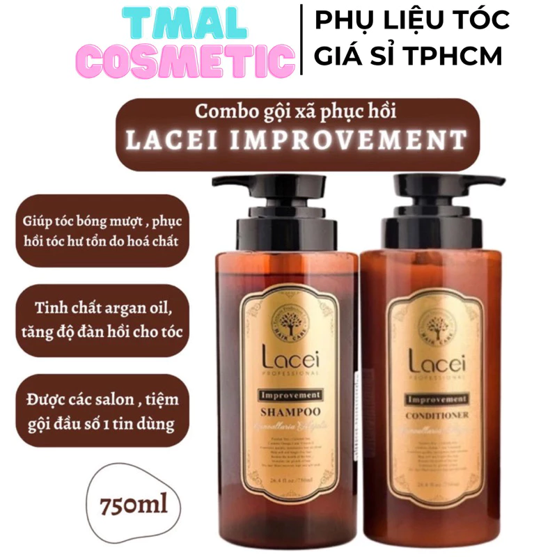 Dầu gội - xả Lacei improvement (nâu) cho tóc khô hư tổn 750mlx2