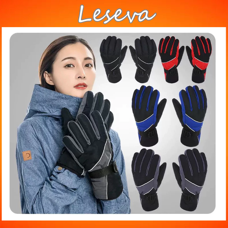 Găng tay đi xe máy mùa đông giữ ấm lót nỉ chống gió chống nước PK10 - Leseva