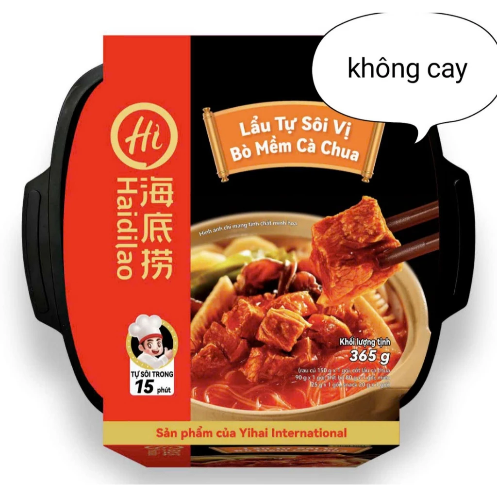 Lẩu tự sôi Haidilao Bò Mềm Cà Chua ko cay