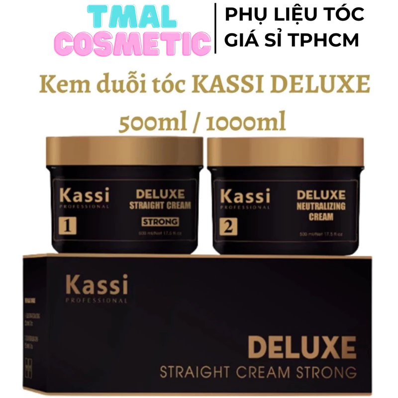 Kem duỗi tóc Kassi Deluxe 1000ml/ 2 hộp sản phẩm cho salon chuyên nghiệp, duỗi tóc thẳng tự nhiên ,mềm mượt