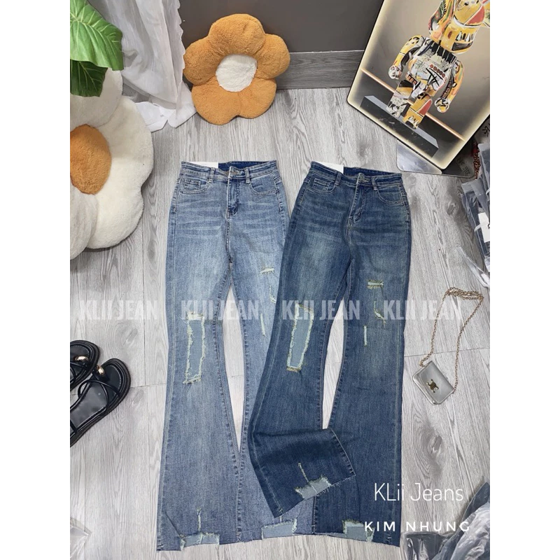 🌷Đỉnh🌷 Quần jeans loe rách phong cách cá tính dài 95cm và 105cm KLii jeans sẵn