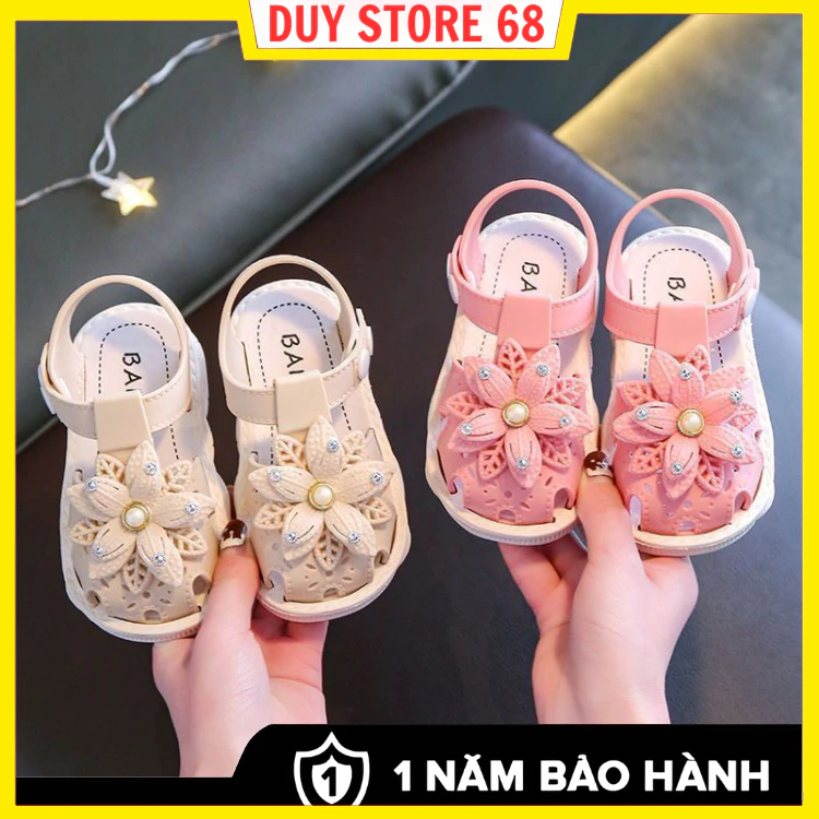 Dép Xăng đan Công Chúa Đính Hoa Thời Trang Cho Bé Gái 0-3 Tuổi
