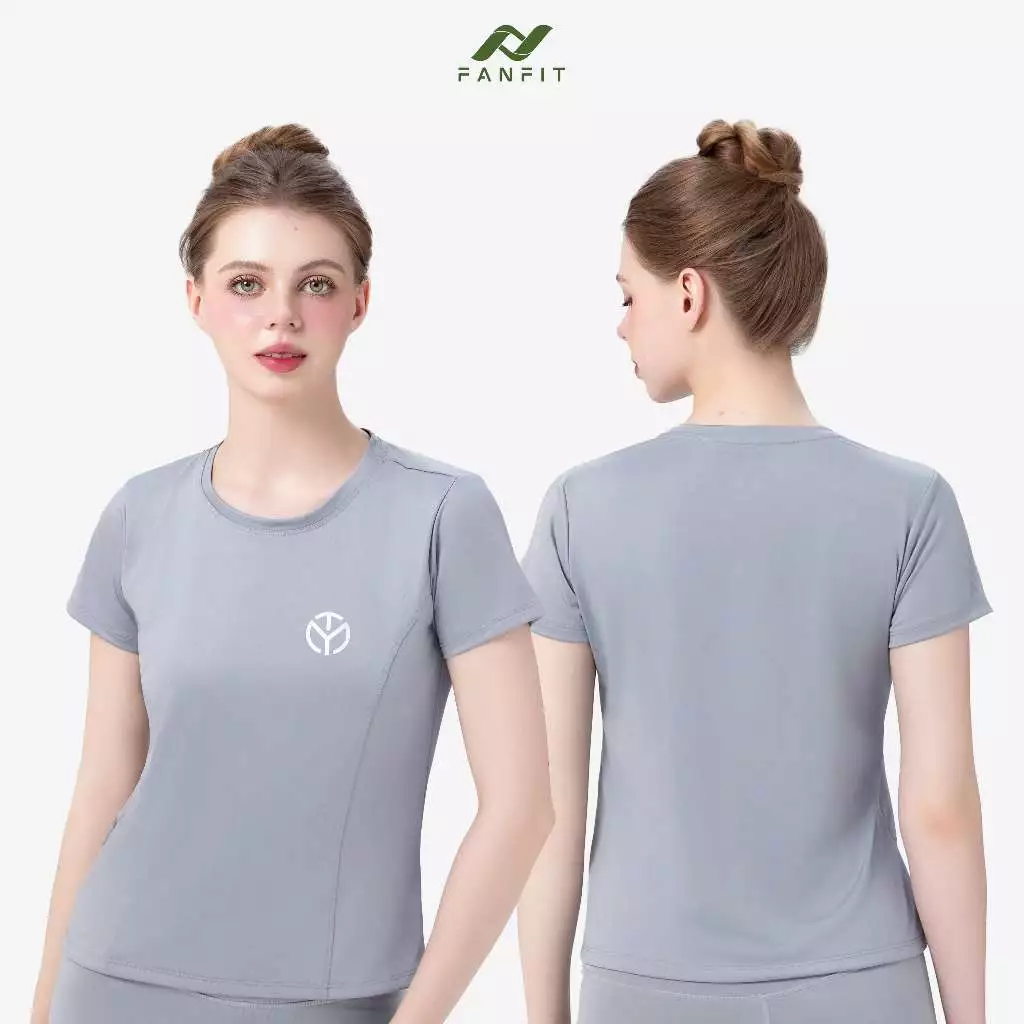 Áo thun thể thao Nữ tập Gym Yoga Pilates TYM FFTS003 Cổ tròn Tay ngắn - Vải Polyester 4C co dãn