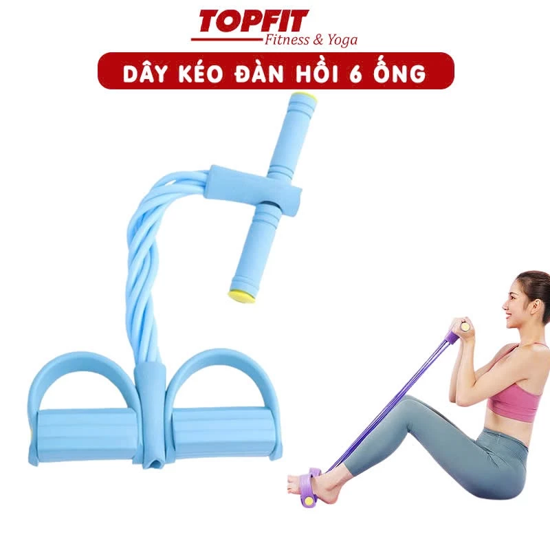 Dây kéo đàn hồi 6 ống tập gập bụng TOPFIT , tập tay vai, dây kháng lực đàn hồi tập yoga, gym,pilates - DAKEO02