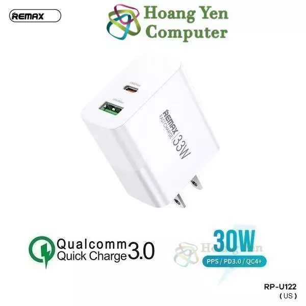 Cốc Sạc Nhanh Remax RP-U122 - Sạc Nhanh QC3.0 18W, PD30W - Chính Hãng BH 12 Tháng - Hoàng Yến Computer