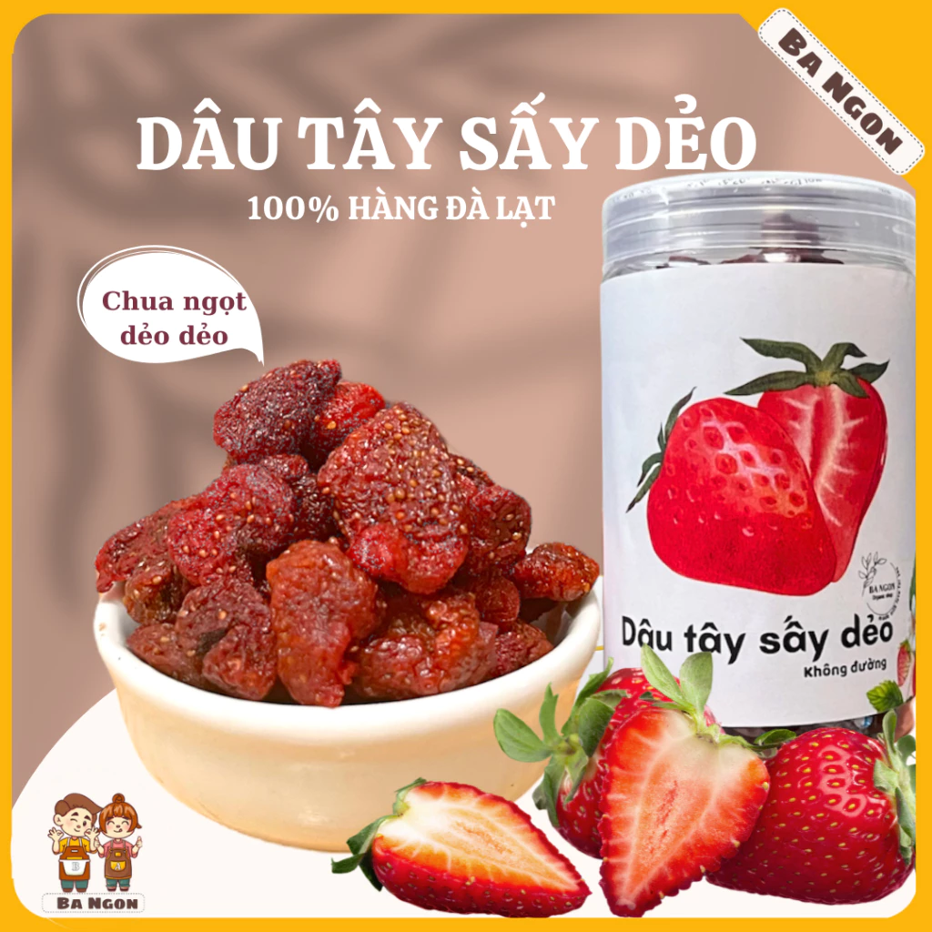 Dâu tây sấy dẻo- 100% hàng Đà Lạt - không chất bảo quản