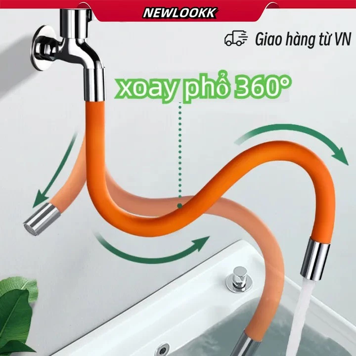 Ống nối vòi nước linh hoạt xoay 360 theo mọi hướng, nước chảy thành dòng, vòi nước dài 30/50cm