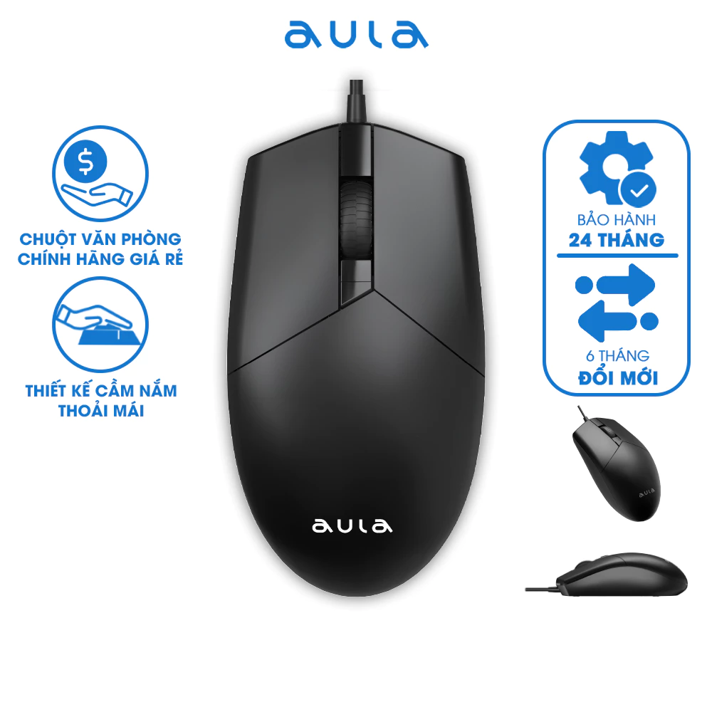 Chuột Máy Tính AULA AM104 Văn Phòng Có Dây USB Thời Trang Cầm Nắm Thoải Mái Giá Rẻ Chính Hãng