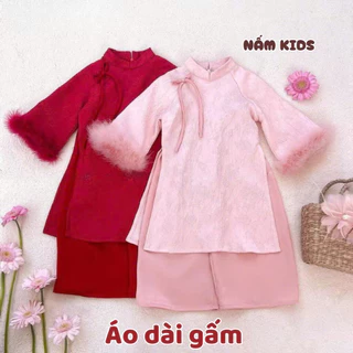 (TẶNG BỜM NGỌC TRAI) Bộ Áo Dài Gấm Nấm Kids Cho Bé Gái Áo Dài Lễ Hội, Lễ Tết, Chất Liệu Cao Cấp, Nhiều Size, Nhiều Màu
