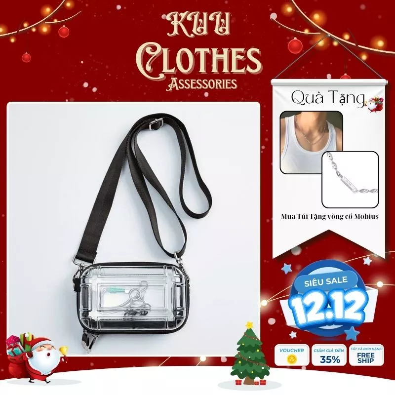 Túi đeo chéo Chansie siêu bền thời trang nam nữ nhựa Mica Kuu Clothes chống thấm nước tùy ý điều chỉnh - Túi Chansie