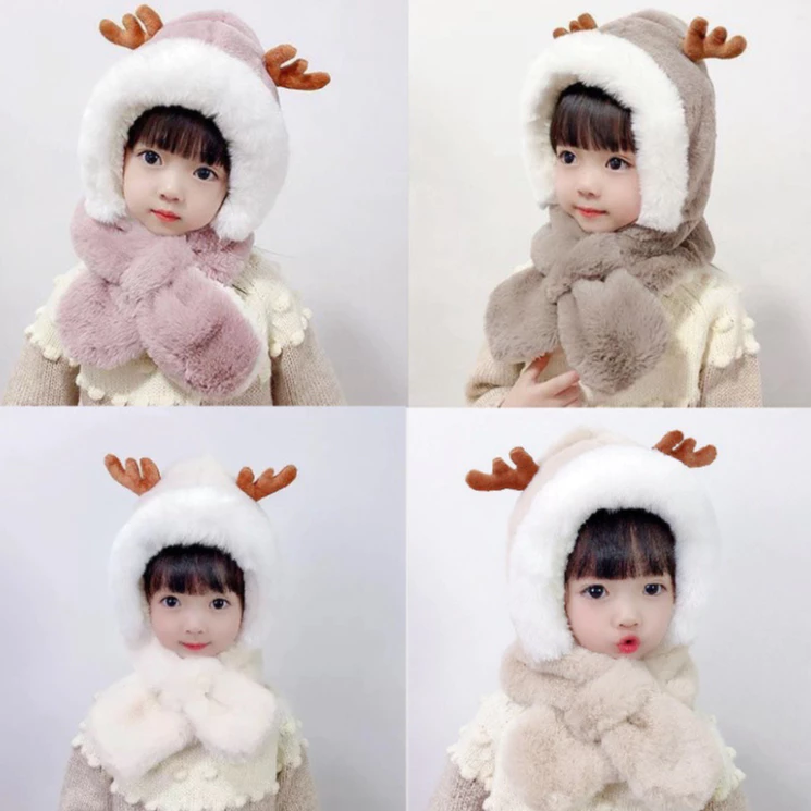 Mũ Len Mùa Đông Ấm Áp Cho Bé - Mũ Len Tai Huơu Kèm Khăn Quàng Ngộ Nghĩnh Dễ Thương (Didooglt)