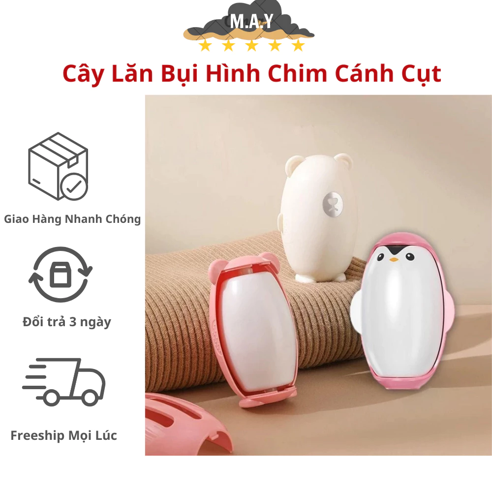 Cây Lăn Bụi Quần Áo Lăn Bụi Giường Mini Siêu Dính Cây Lăn Lông Mèo Silicon Tái Sử Dụng Nhiều Lần Hình Chim Cánh Cụt