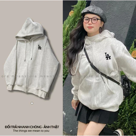 Áo khoác nỉ nam nữ, áo khoác hoodie zip loại nỉ chân cua, nỉ bông form rộng vải dày dặn bền bỉ màu đen xám