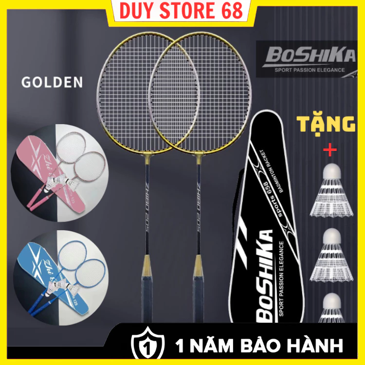 Bộ 2 vợt cầu lông chât liệu hợp kim sắt chất lượng cao, Vợt cầu lông tặng kèm 3 quả cầu