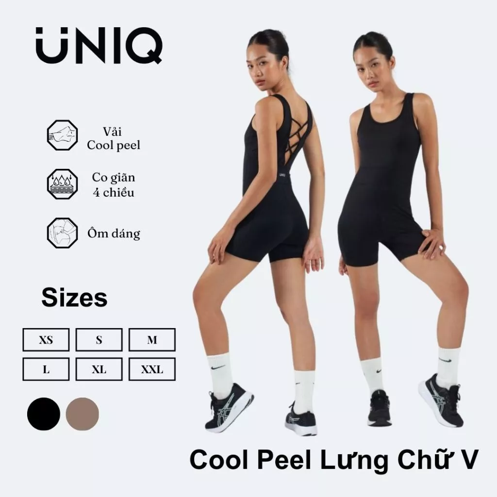 Jumpsuit Đùi Gym Yoga Nữ UNIQ Cool Peel Lưng Chữ V