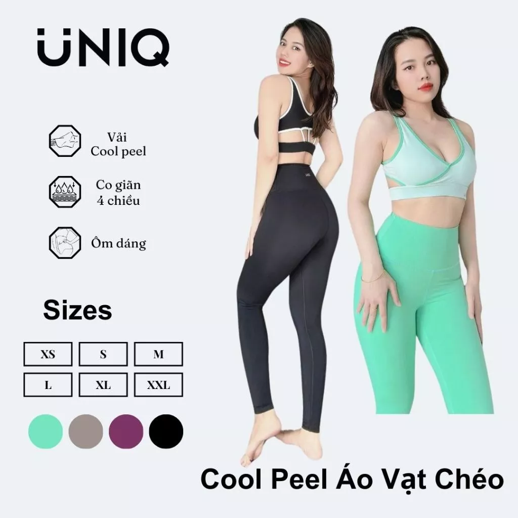 Bộ Đồ Tập Gym Yoga Nữ UNIQ Cool Peel - Áo Vạt Chéo & Quần Legging Cạp Cao