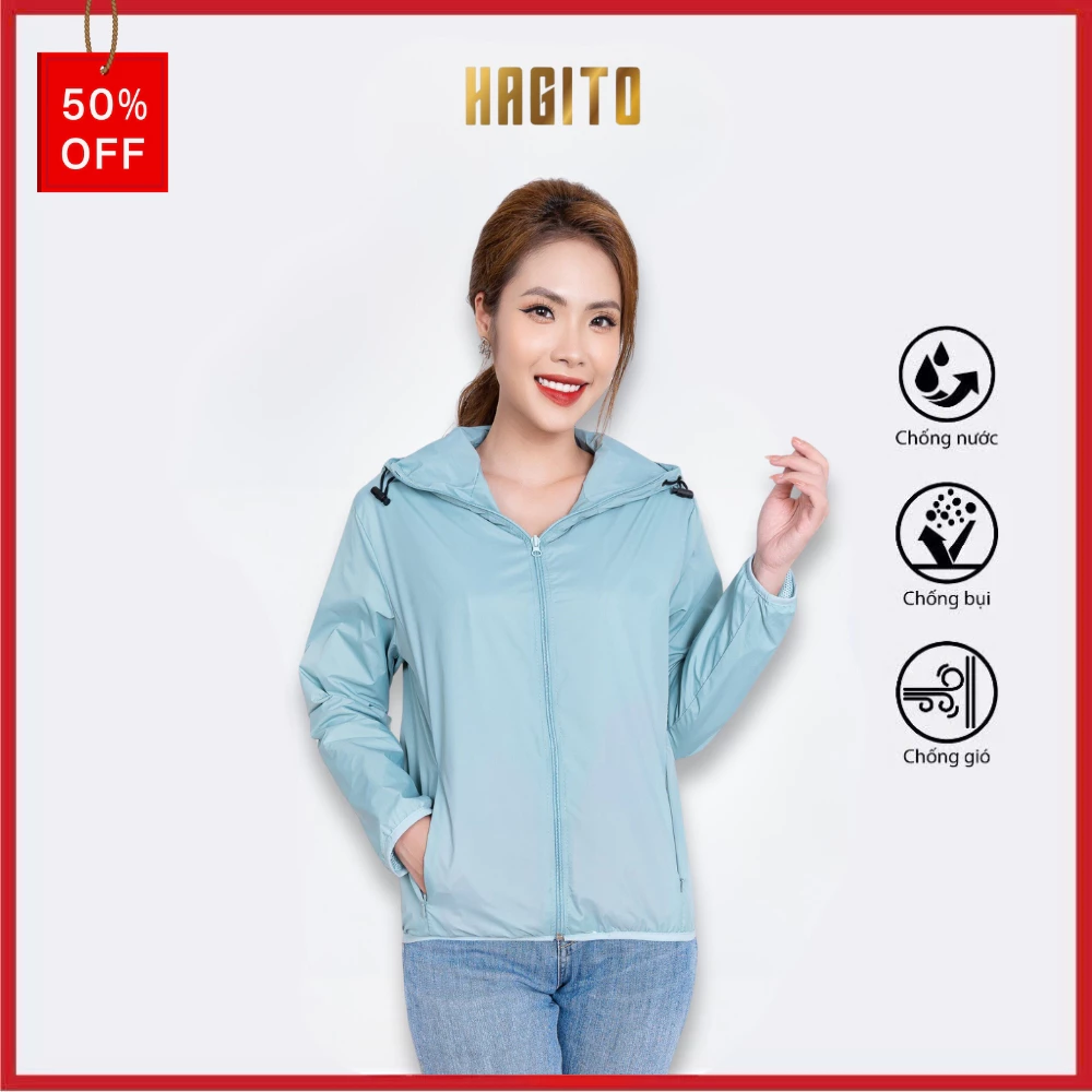 Áo gió nữ Hagito mềm nhẹ giữ ấm tốt cản gió cản nước tốt