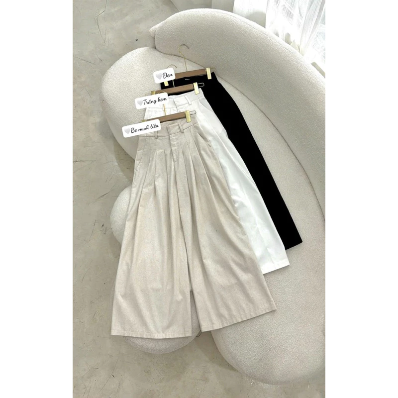 Quần Suông Linen Xếp 3 Li Dài 101-104cm - Hình shop chụp [Một Mẩu House]