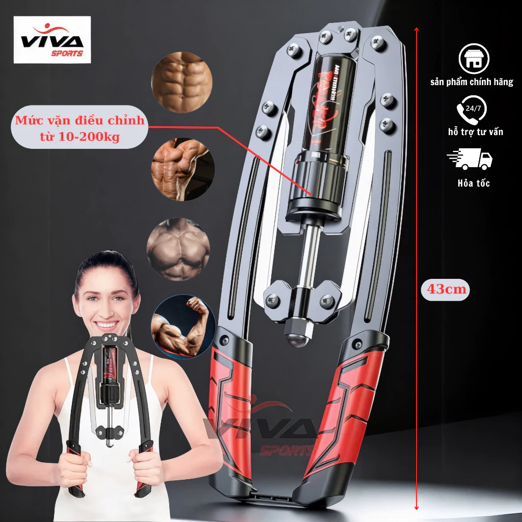 Kìm bóp tay thuỷ lực, Kìm bóp tập Tay - Vai - Lưng xô điều chỉnh lực 10-200kg - Hàng nhập khẩu