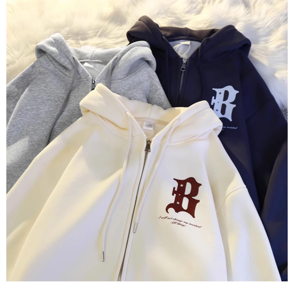 Áo Khoác Hoodie Zip Nam Nữ Jinmi in chữ B Nổi Bật, Áo Khoác Nỉ Có Mũ Form Rộng Chất Liệu Nỉ Bông Cotton Dày Dặn