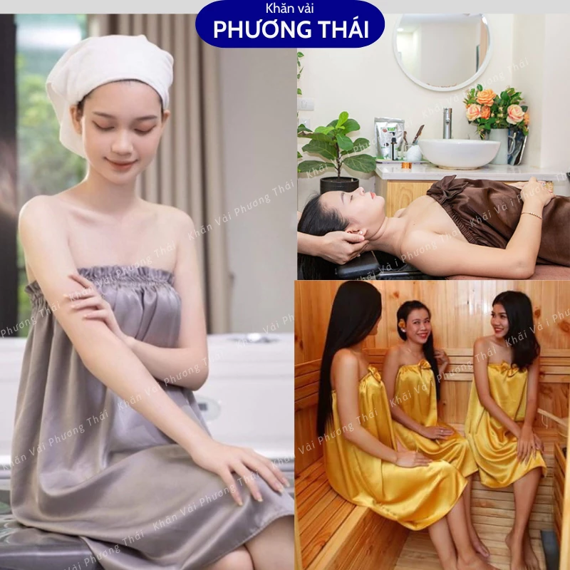 Váy quây spa lụa cao cấp không nhăn, mát mịn, váy spa cho khách mặc triệt lông, gội đầu massage