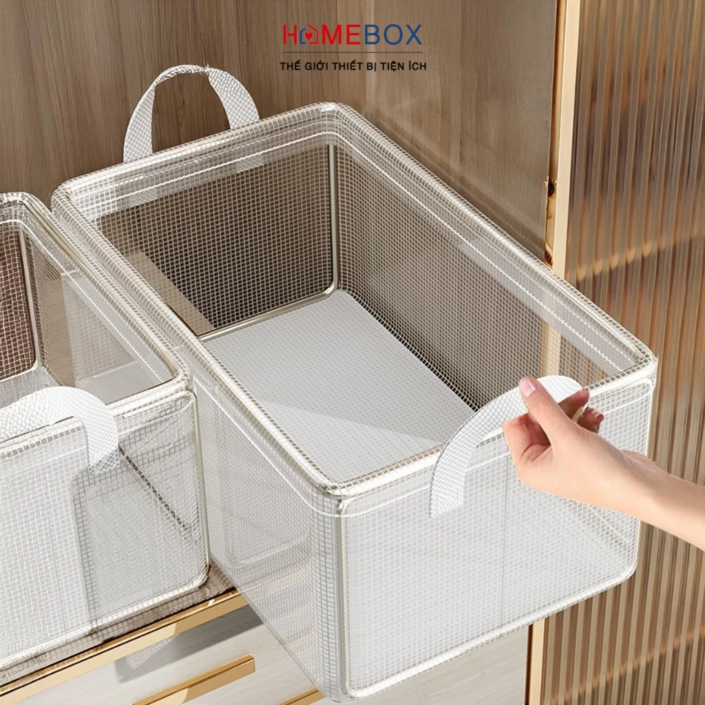 Hộp Đựng Quần Áo Khung Thép Trong Suốt Chắc Chắn, Túi Vải Đựng Đồ Sắp Xếp Gọn Gàng Giỏ Quần Áo