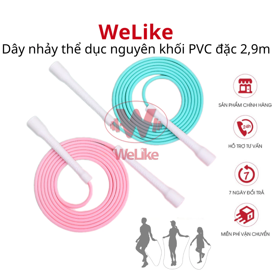 Dây nhảy thể dục Welike - Dây nhảy dây tăng thể lực giảm cân lõi thép tốc độ có tạ dài 2,9m pvc đàn hồi