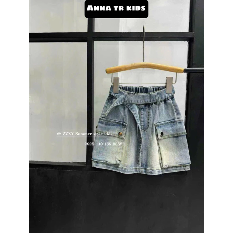 ( Ảnh Thật ) [17Kg - 40Kg] Chân Váy Jeans túi hộp Bé Gái, Trẻ Em