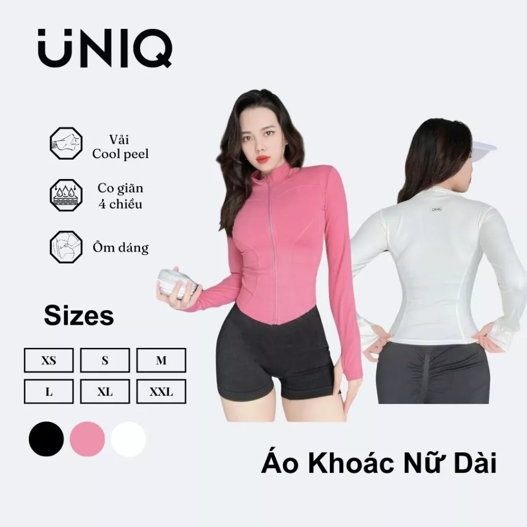Áo Khoác Thể Thao Nữ UNIQ Vải Thoáng Khí Tay Dài Xỏ Ngón Chống Nắng UV
