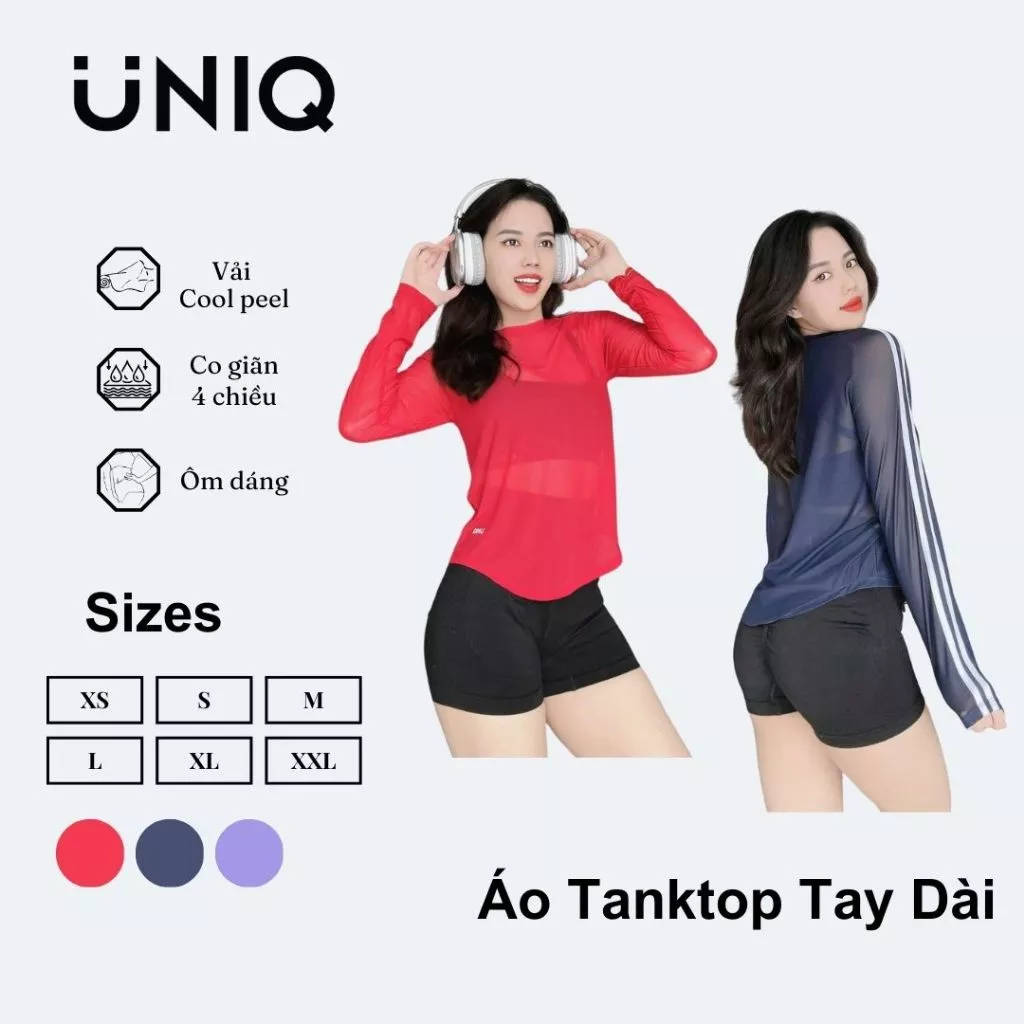 Áo Tanktop Nữ UNIQ Tay Dài Sọc Trắng Basic Tập Gym Yoga