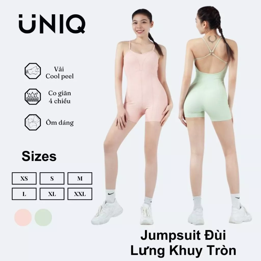 Jumpsuit Đùi Gym Yoga Nữ UNIQ FormFitting Lưng Khuy Tròn