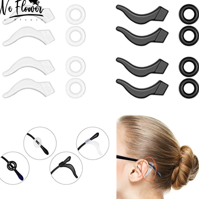 Bộ gài mắt kính silicon giữ kính chống rơi, Set 2 phụ kiện gắn kính mắt chống trượt silicone tiện lợi FERADO