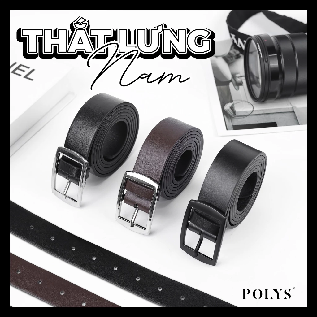 Thắt lưng nam POLYS, dây nịt nam da PU dài 120cm, bảng 3cm trẻ trung. Thắt lưng nam TL01