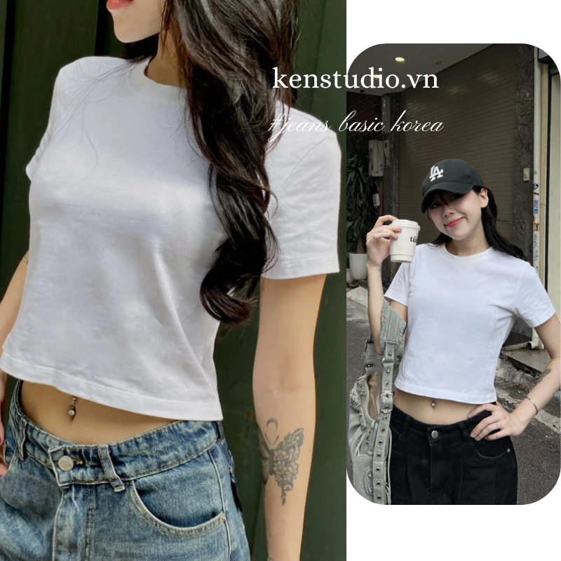 Áo thun Baby Tee ngắn tay cổ tròn chất vải cotton co dãn 4 chiều I KENstudio