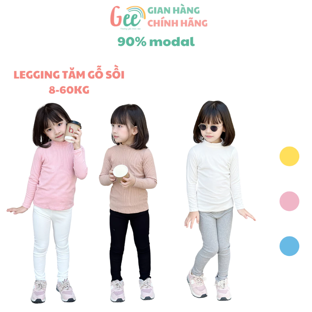 Quần Legging Len Tăm Gee Cho Bé Gái 10-50kg, Quần Dài Trẻ Em Lót Lông, Vải Sợi Sồi Modal Mềm Mịn, Thấm Hút Mồ Hôi