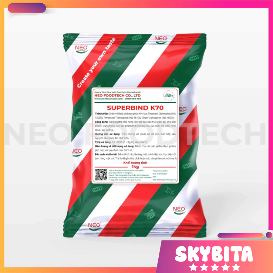 Phụ Gia Giòn Dai SUPERBIND K70 1KG - Tạo giòn dai cho giò chả, thịt viên