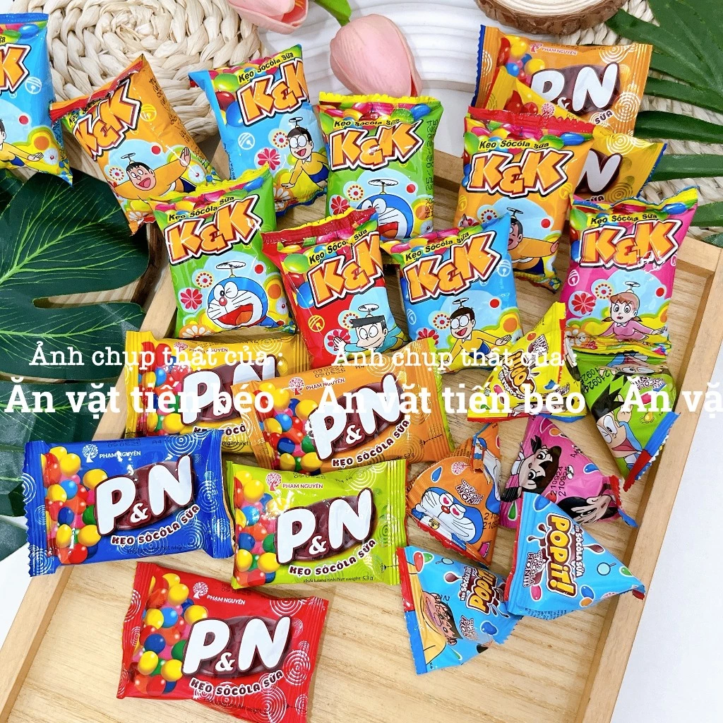 Combo Kẹo socola sữa POP IT tam giác, P&N, K&K loại thơm ngon, đồ ăn vặt hot nhất, Ăn vặt Tiến béo
