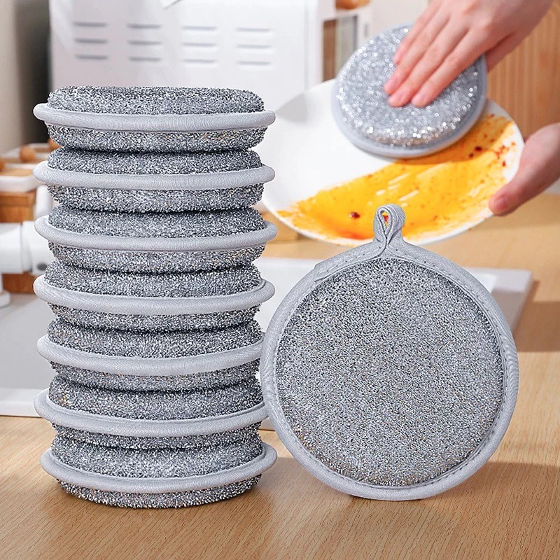 Miếng Bọt Biển Rửa Chén Bát 3 Lớp, Giẻ Rửa Bát Sợi Kim Loại Cọ Xoong Nồi Bát Đĩa Đa Năng Tạo Bọt