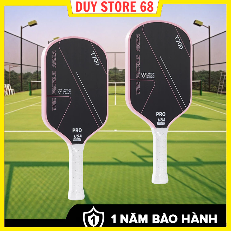 Vợt Pickleball T700 Pro Full Carbon 16mm Mặt Nhám Siêu Nhẹ Cho Thi Đấu, Luyện Tập, Mới Chơi Công Thủ
