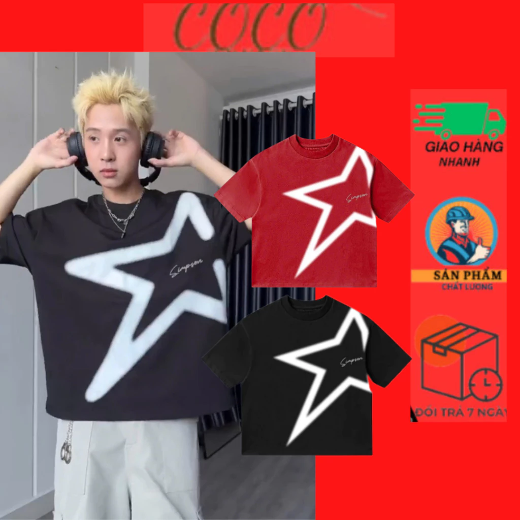 Áo Thun Boxy In Ngôi Sao SIMPSON Local Brand Unisex Oversize , Áo Phông Nam Nữ In Ngôi Sao Siêu Hottrend 2025