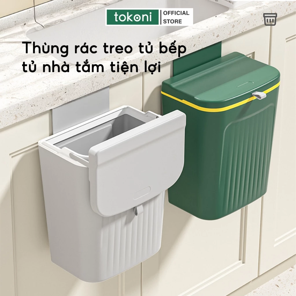Thùng Rác Treo Tường Có Nắp Đậy Thông Minh JYoohome Thùng Rác Treo Tủ Bếp Phòng Vệ Sinh Dán Tường