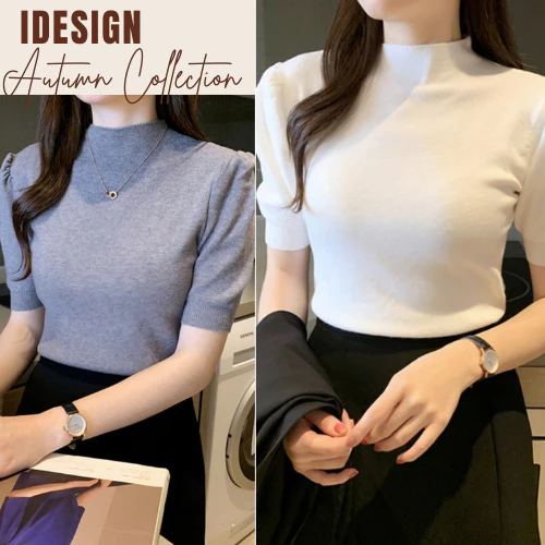 Áo len vai bồng dễ thương, Áo len tay lỡ cổ 3 phân AL04