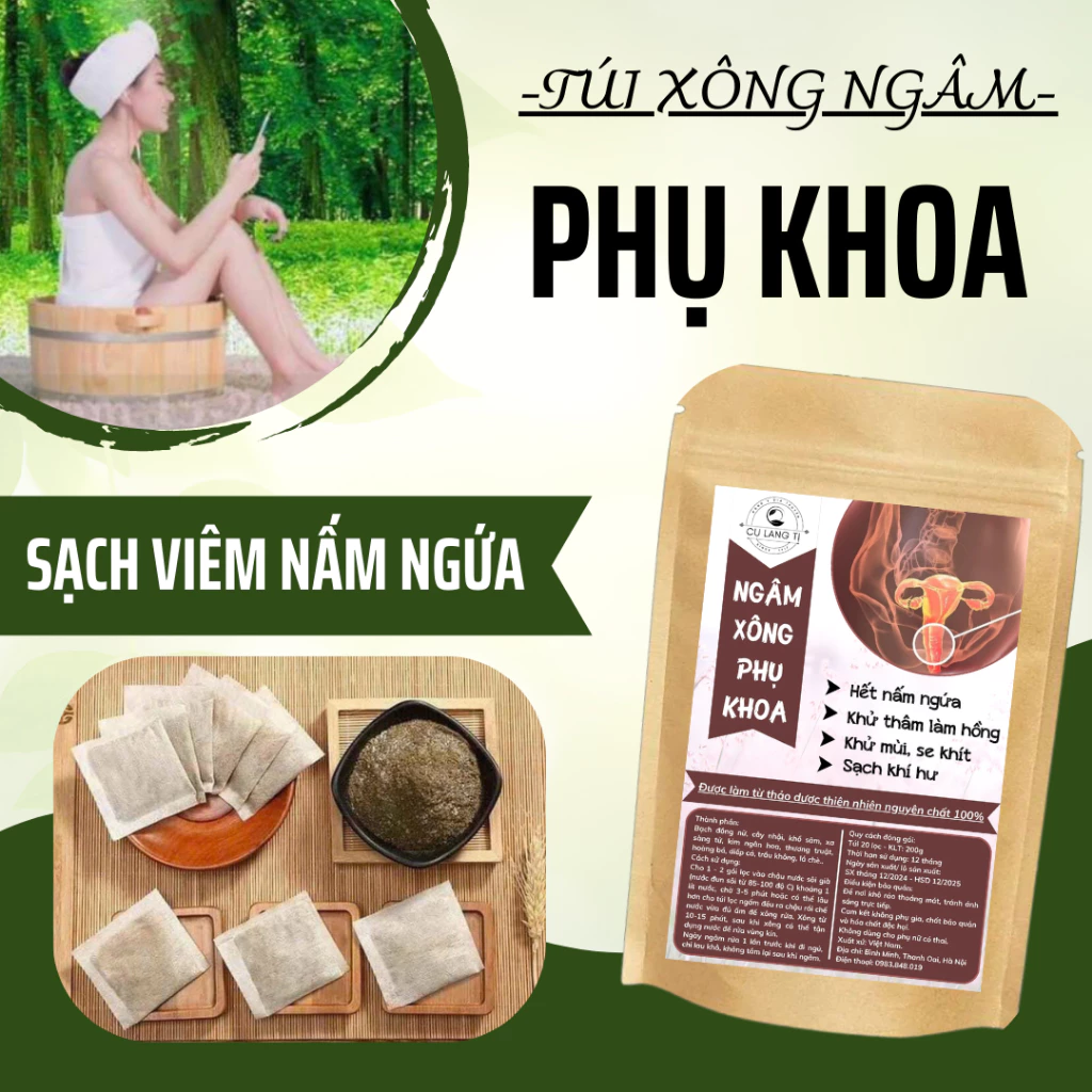 Túi Lọc Thảo Dược Xông Rửa Phụ Khoa - Cụ Lang Tị - Giảm Ngứa, Khử Mùi. Chống Khí Hư, Làm Hồng Se Khít - bịch 20 túi