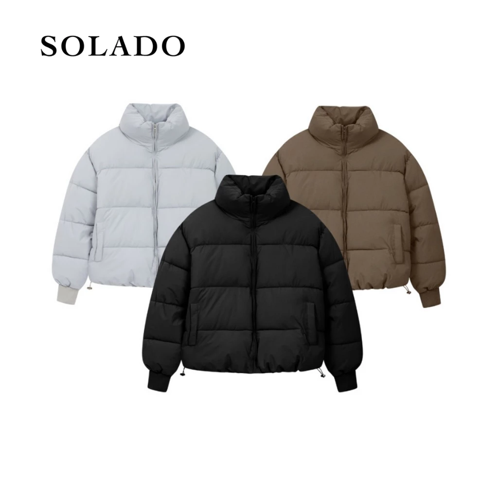 Áo Khoác Phao Cao Cấp SOLADODáng Lửng Boxy Cổ Cao, Áo Pufer Jacket Basic 2024 Nam Menswear Giữ Ấm Chắn Gió PHAO2