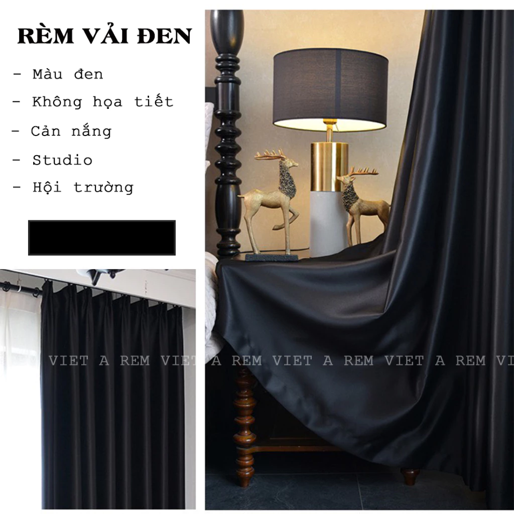 Rèm Màu Đen - Phông Nền Đen Chụp Ảnh Studio, Phông Hội Trường, Livetream , Rèm Cản Sáng Cửa Sổ Phòng Ngủ