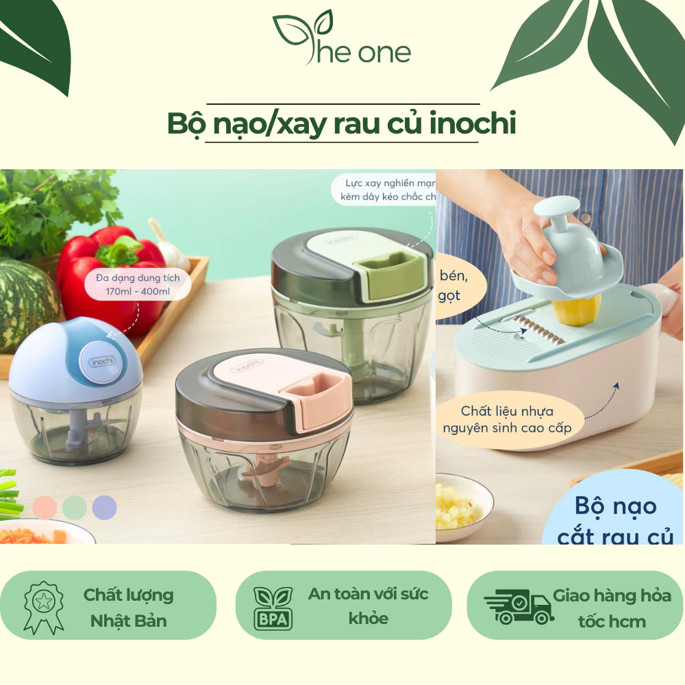 Dụng cụ nạo rau củ đa năng inochi, dụng cụ xay hành tỏi ớt inochi, nhựa nguyên sinh an toàn